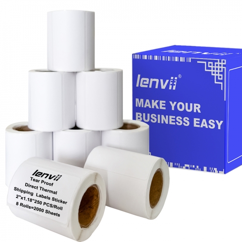 50mmˣ30mmˣ250pcs(2"ˣ1.18")4-proof Thermal Label Sticker Tear-proof, Water-proof, Oil-proof, Scratch-proof. Use for 2/3/4 Inches Thermal Label Printer 8Rolls/Box=2000 sheets