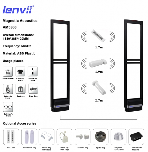 LENVII AM5866 58KHZ EAS Security System,Black