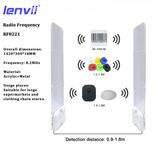 LENVII RF8221 8.2MHZ Acrylic Metal Security System, 1T1R