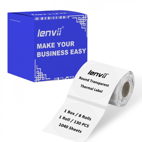 50mm∅ *1040 Sheets Transparent Round Thermal Label Sticker Colorless PET Thermal Bar code Paper  for Logo Sticker Brand Sticker What'sApp Qr-code Label