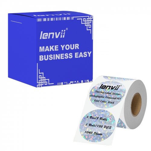 Silver PET thermal label paper with diamond pattern, tear-proof thermal label paper, label paper that prints without ribbon 50mm∅ diameter Round Qr-code Stronger Sticker