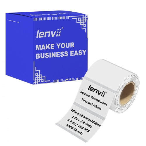 Transparent Thermal Label Sticker Colorless PET Bar code Paper 40mm*30mm*2000 sheets per box for Portable Label Printer Desktop Barcode Printer