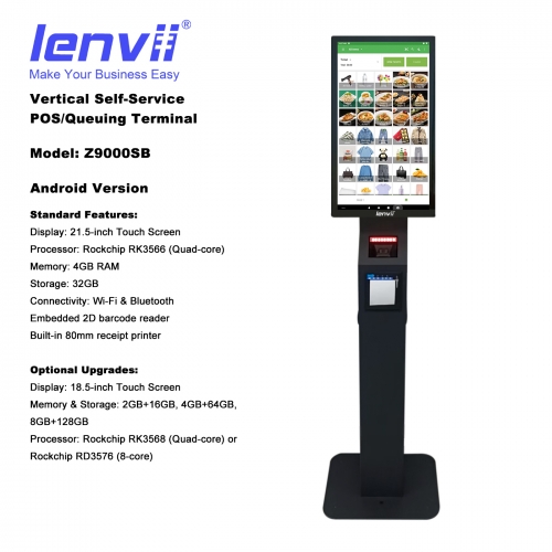Z9000SB Vertical Self-ServicePOS/Queuing Terminal Android Version