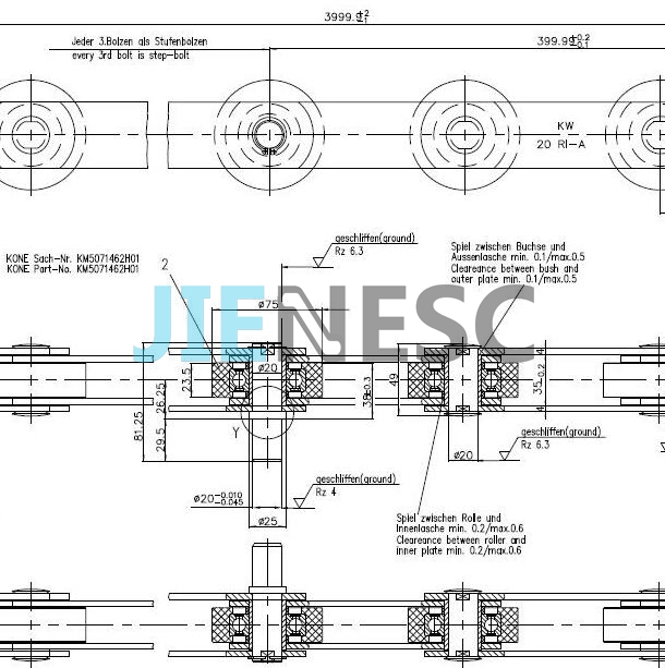 KM5071475G01 escalator step chain for  escalator