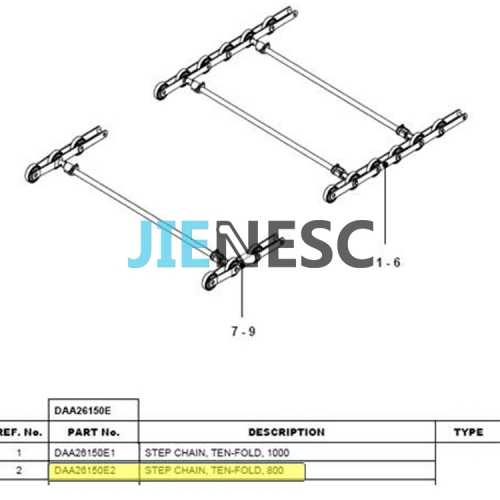 DAA26150E2 800mm 70KN Escalator Step Chain for xizi 