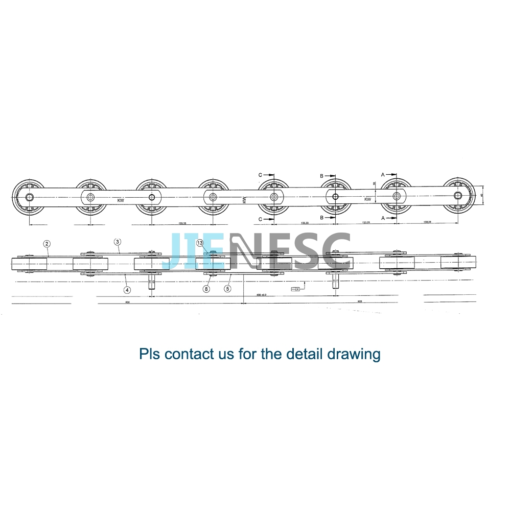 Original 9300AE Enhanced type escalator step chain from factory