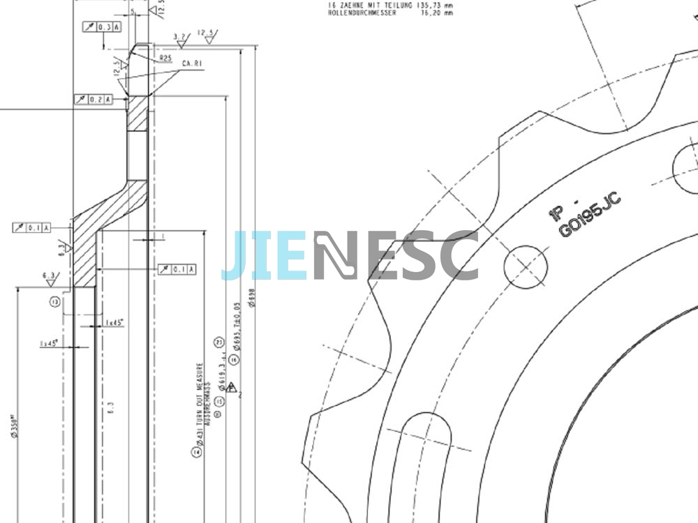 GO195JC4 escalator main drive sprocket for 506NCE from factory