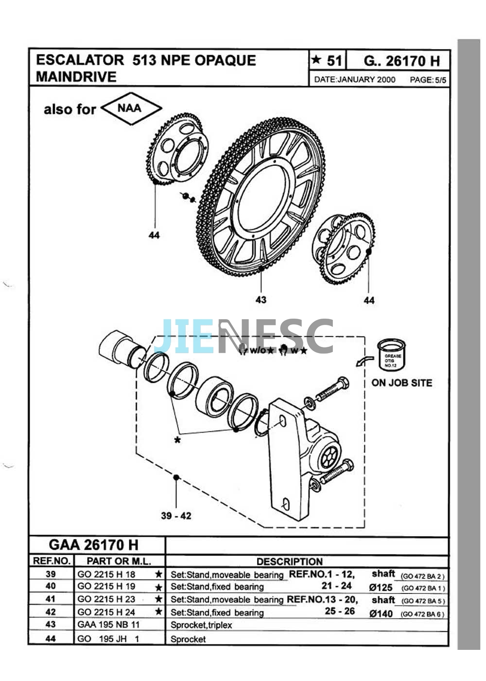 GAA195NB11 Escalator Handrail Drive Sprocket for 