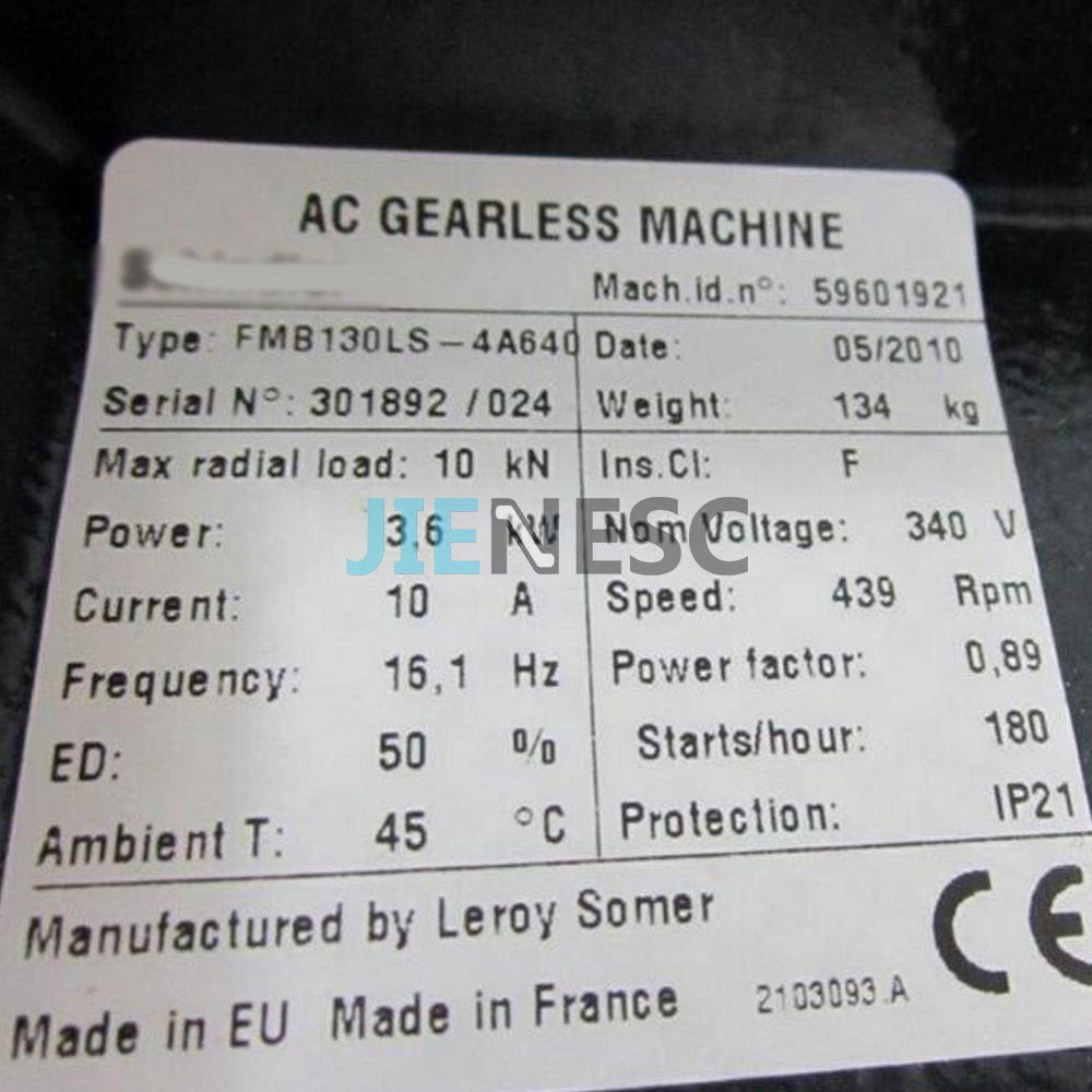 FMB130LS-4A640 59601921 elevator AC Gearless Machine from factory