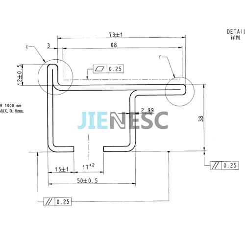 DAA50NQW1-3000 Escalator Step Guide Rail from factory