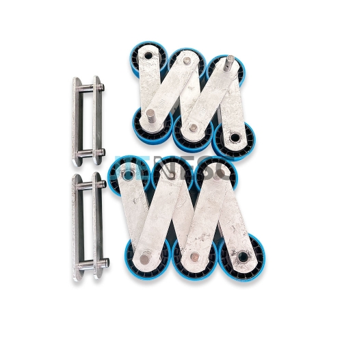 180KN 9300 outdoor PD14.63mm Dacromet Waterproof Escalator Step Chain with 2 steps
