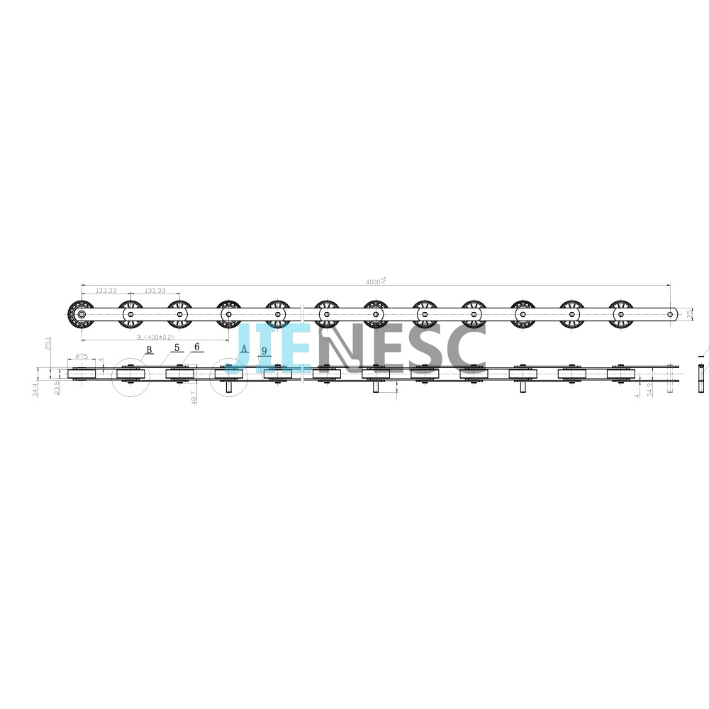 13DH 13RI-B 133.33mm Moving walk step chain