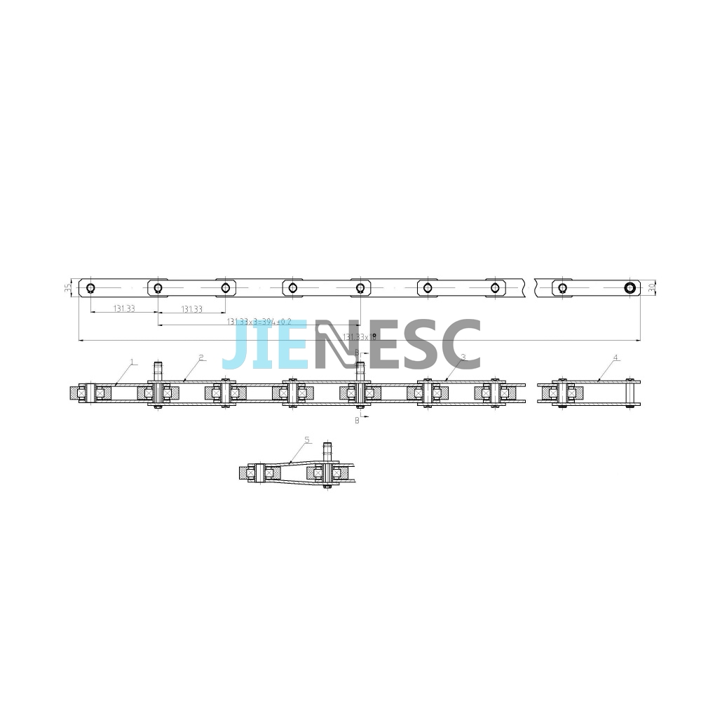 Xizi 220KN 131.33mm Escalator step chain from factory
