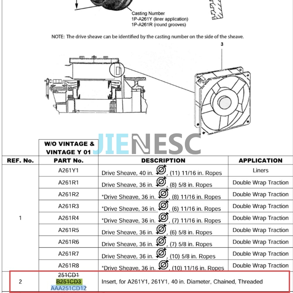 B251CD3 Elevator 269HT Insert for Drive Sheave otis