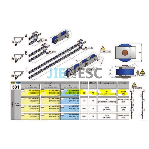 50630561 SMS244074 9300HD 133.33mm Escalator step chain