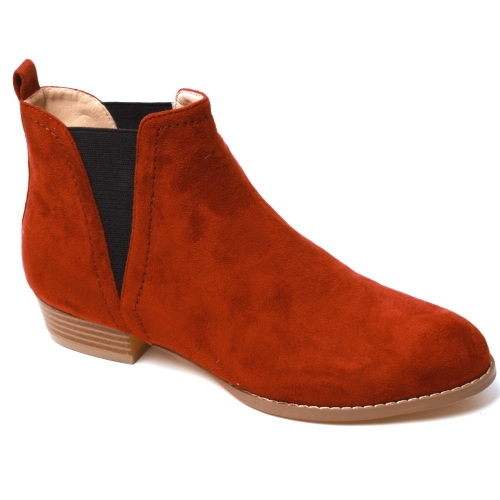 Suede Side V-shape Elastic Ankle Booties