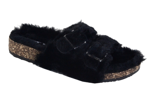 Double Buckled Fluffy Vamp Slippers