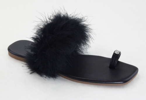 Toe Strap Furry Band Sandals