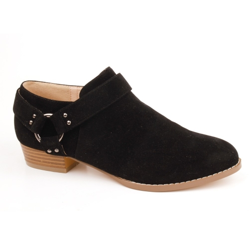 Suede Loop Strap Low Top Ankle Booties