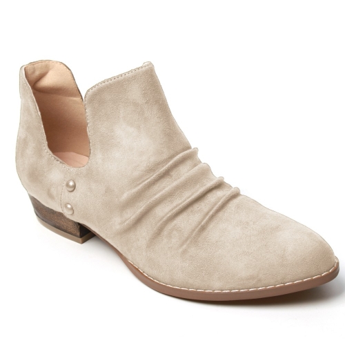 Pearl Trim U-shaped Side Ankle Booties