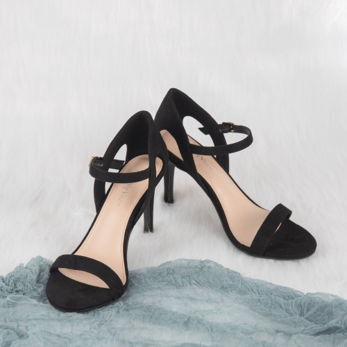 Cross Ankle Strap Low Stiletto Heels