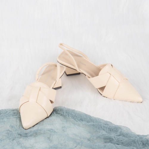 Pointed Toe Bowknot Diagonal Low Heels