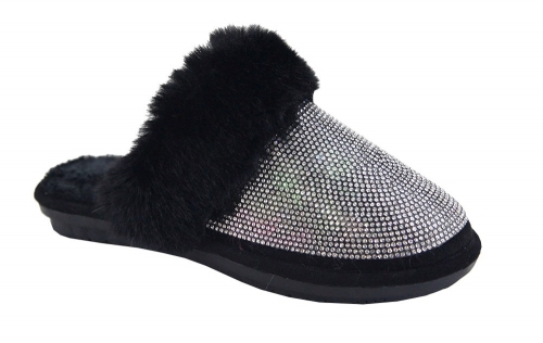 Faux-Fur Lined Slip-On Mules Slides