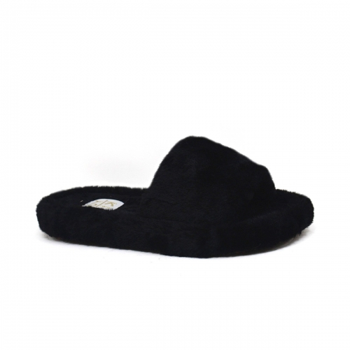 Faux Fur Open Toe Slides