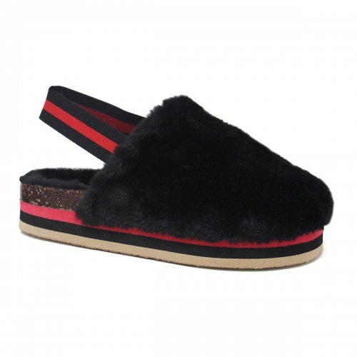 Round-Toe Faux Fur Shearling Slides