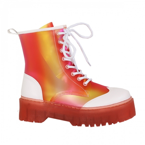 Colorful Translucent Sole Combat boots