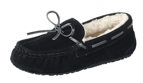 Bow Fur Lined Slip On Flat Loafer