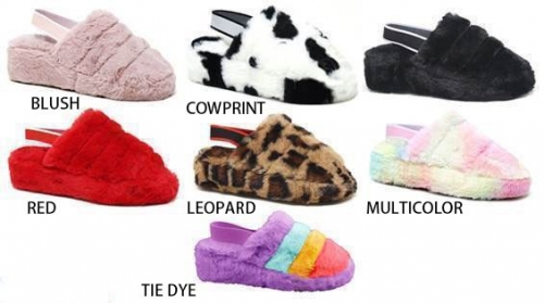 Faux Fur Platform Mule Slides