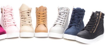 Quilted Panel Side Zip High Top Sneakers