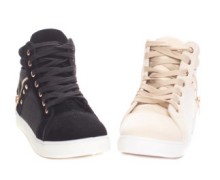 Open Zip Quilted Panel High Tops Sneakers