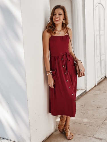 Loose Waist Tie Tank Dress