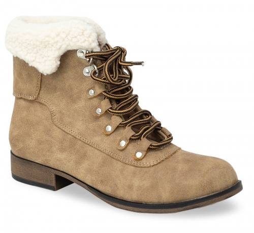 Furry  Lace Up Hiking Boots