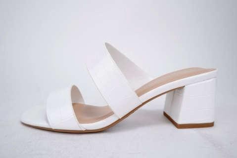 Double Strap Block Heel Mule Sandals