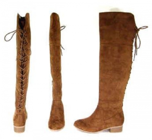 Slingback Lace Up Knee High Boots