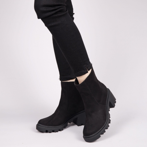 Suede Back Zip Combat Booties