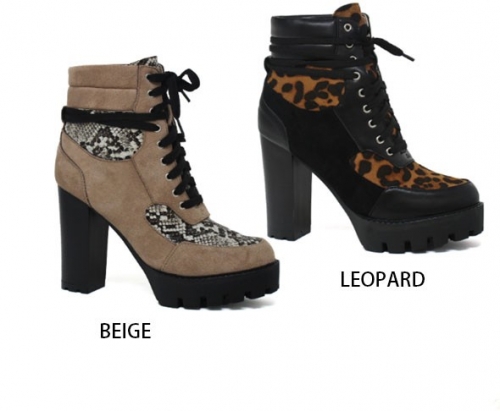 Animal Print  Platform Block Heel Booties