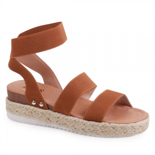 Elastic Strap Espadrille Wedge Sandals