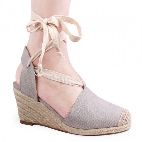 Close Toe Lace Up Espadrille Wedge