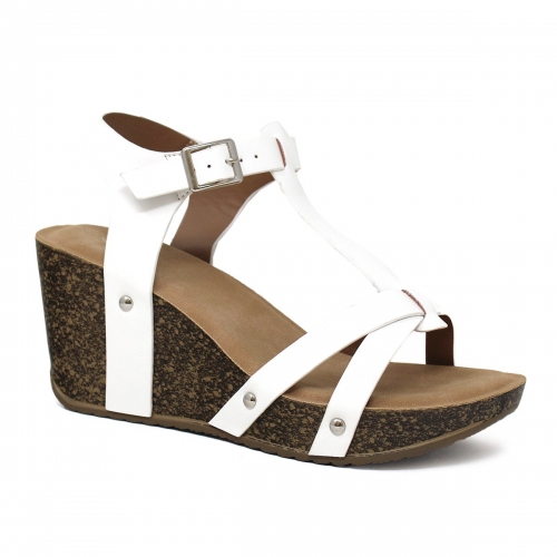 Criss Cross Buckle Wedge Sandals