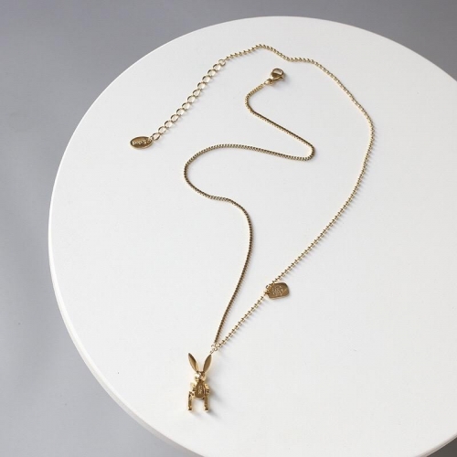 MOVABLE RABBIT GOLD AND SILVER NECKLACE