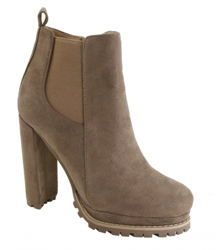 Elastic Sides Block Heel Booties