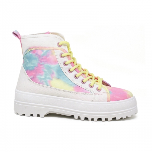 Tie Dye Multi Lace Up High-Top Sneakers