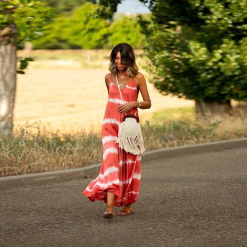 Orange Tie Dye Tank Maxi Dress