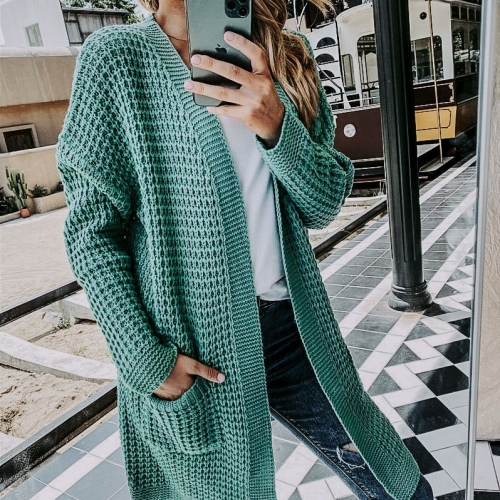 Long Sleeve Loose Knit Long Cardigan