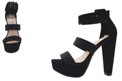 Double Strape Platform Block Heels