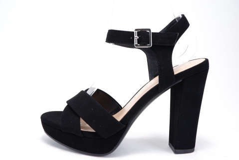 PU Criss Cross Platform Block Heels